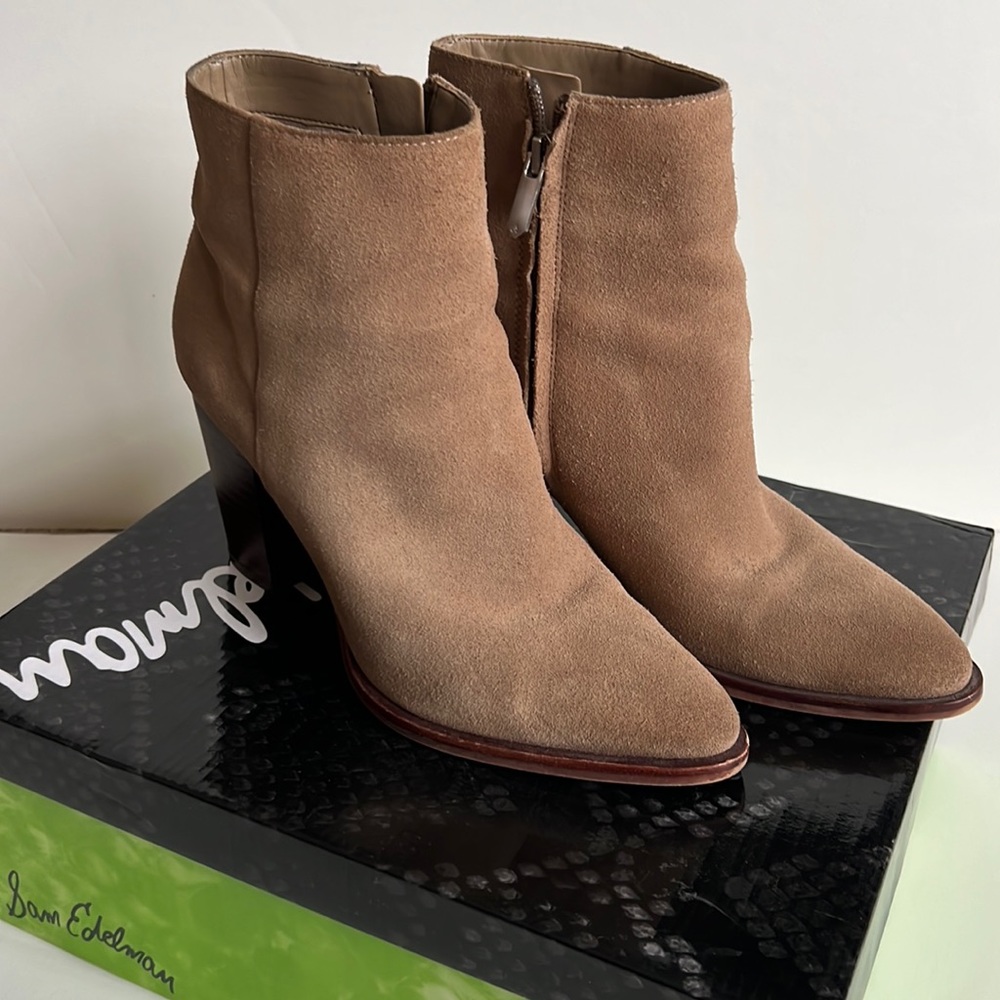 Sam Edelman Blake Suede Ankle Boot size 8 Tan Oatmeal